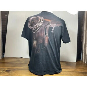 Vintage T Shirt CMJ RODEO COWBOY HORSE BIG PEINT SADDLE SZ XL Single Stitch 1993